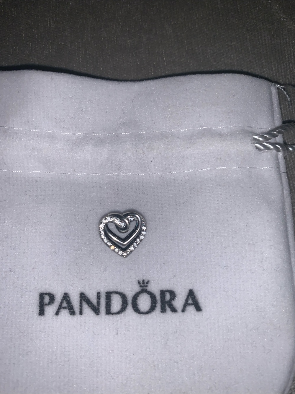 Pandora Sterling Silver Heart Pendant Charm with Pave Accent - Silver